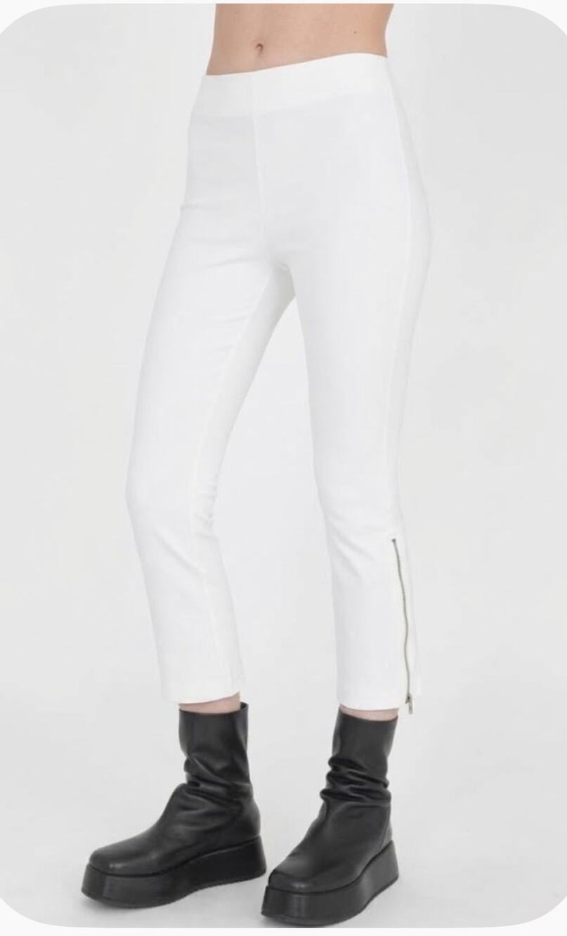 Elaine Kim Mitra Tech Cropped Side Zip Legging in White S